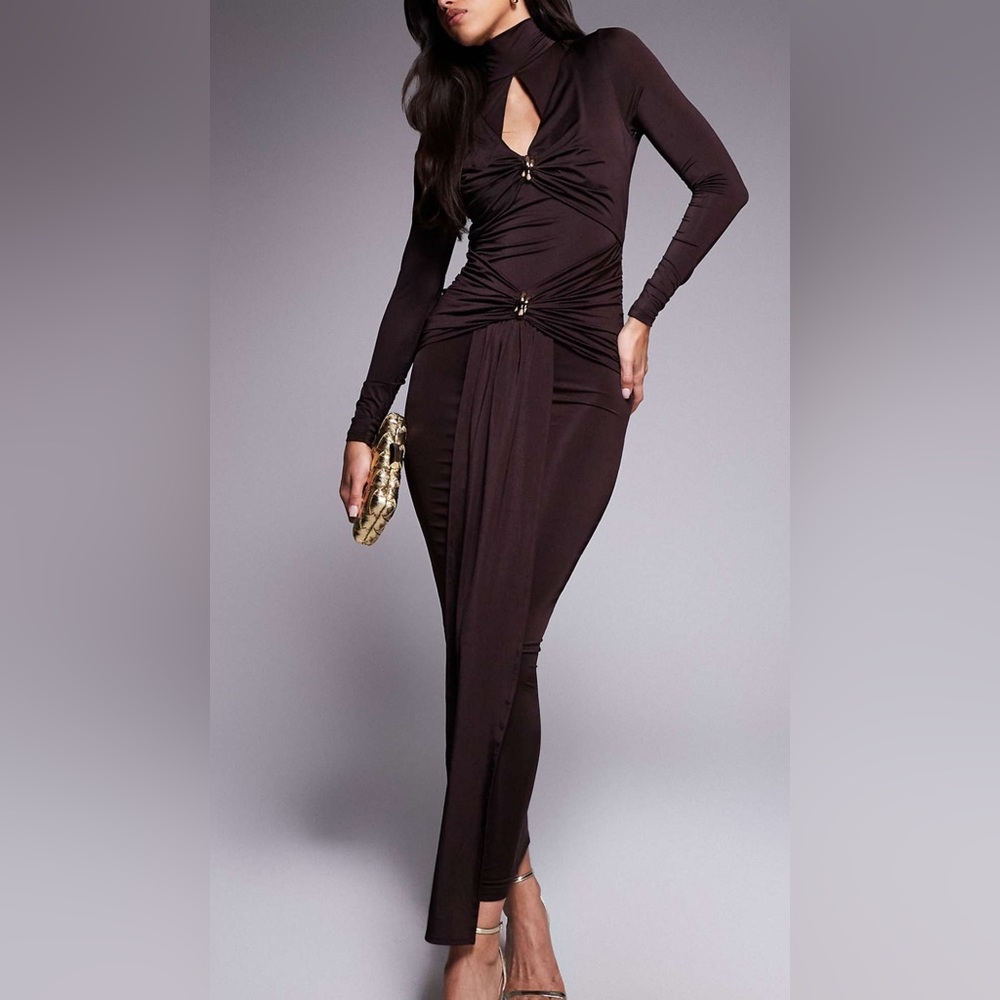 ASOS Brown Long Sleeve Gown